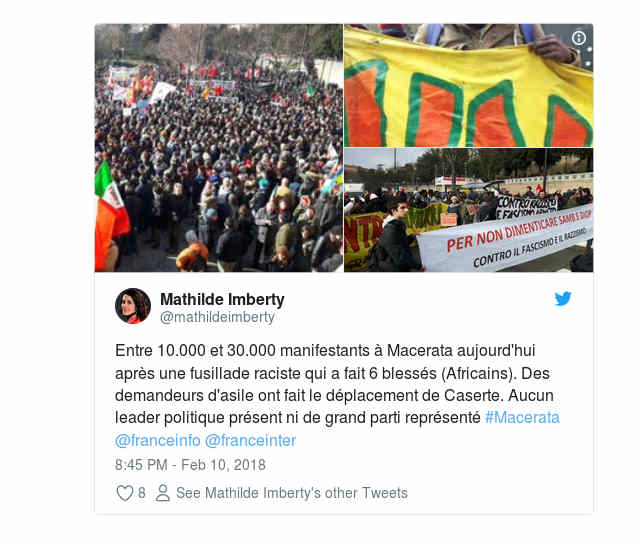 Les antifascistes marchent à Macerata